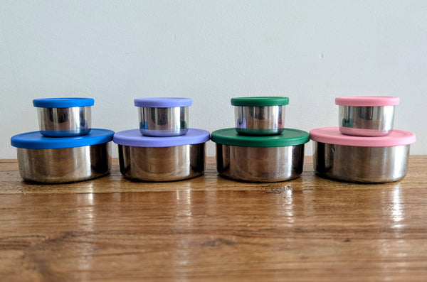 Mini Stainless Containers with silicone lids (Set of 2)