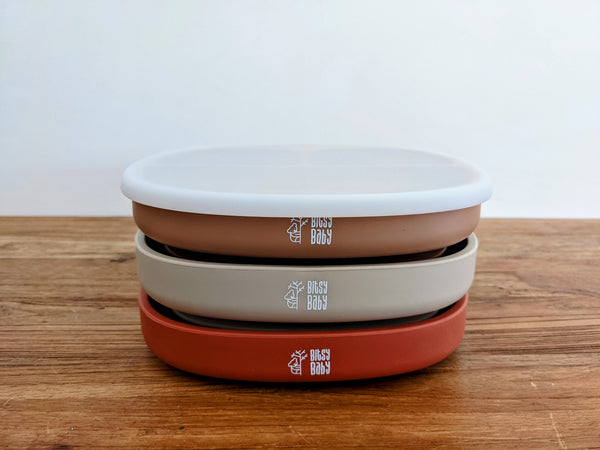 Silicone Suction Divided Plates with lids