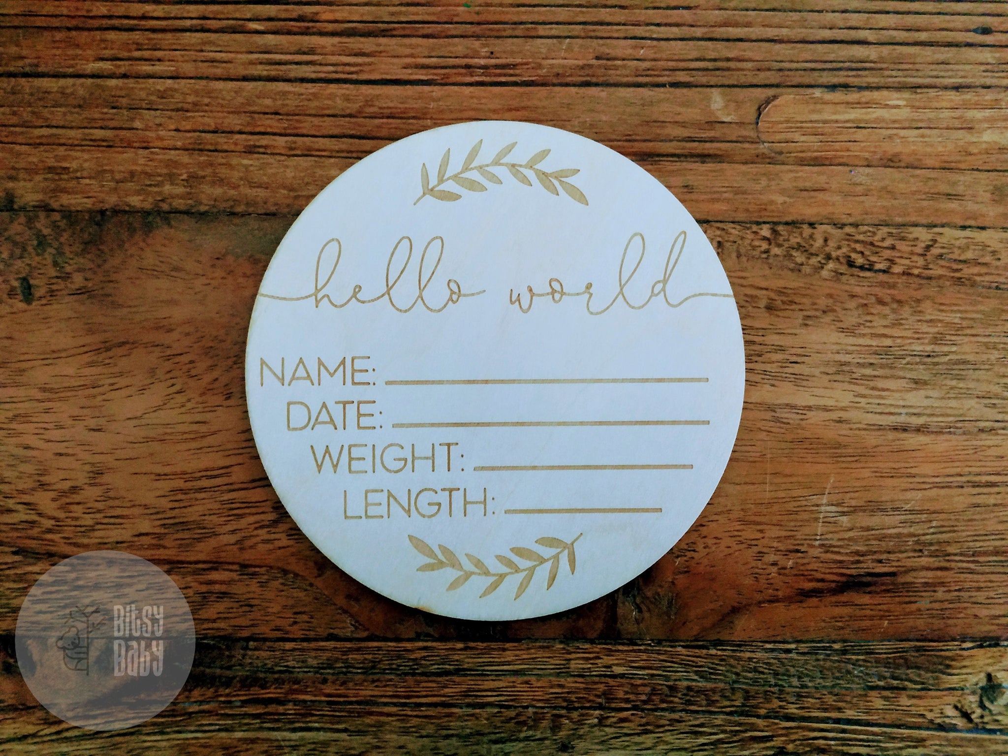 Wooden Birth Announcement Disc