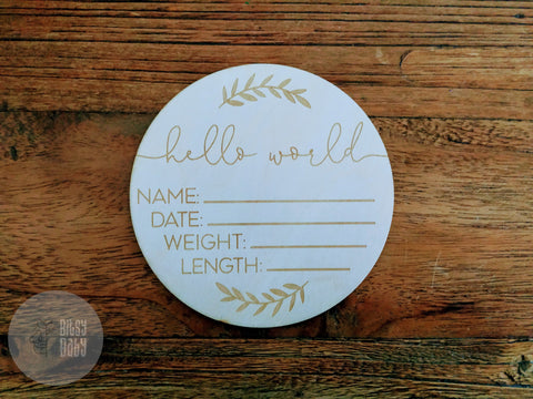 Wooden Birth Announcement Disc